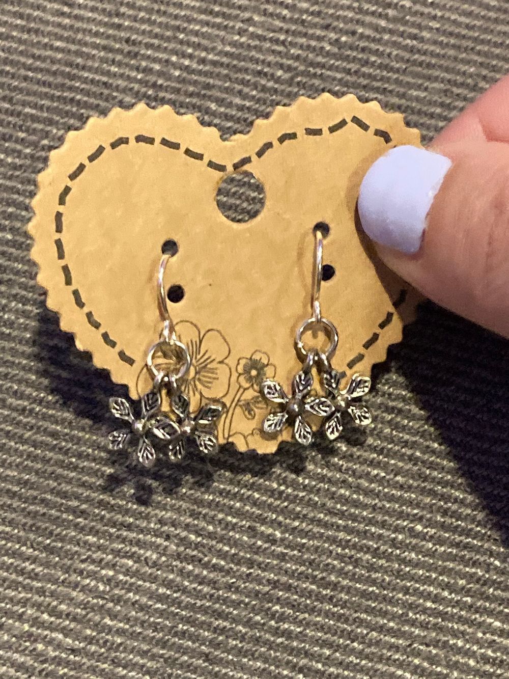 Petite ditsy flower dangle hypoallergenic hook earrings