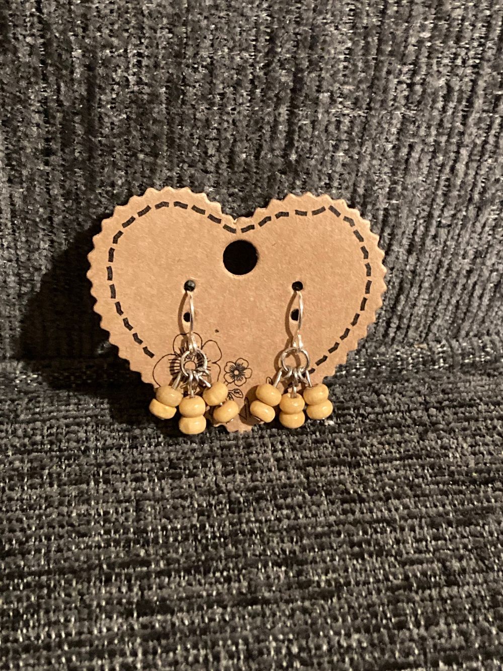 Handmade wood bead dangle earrings