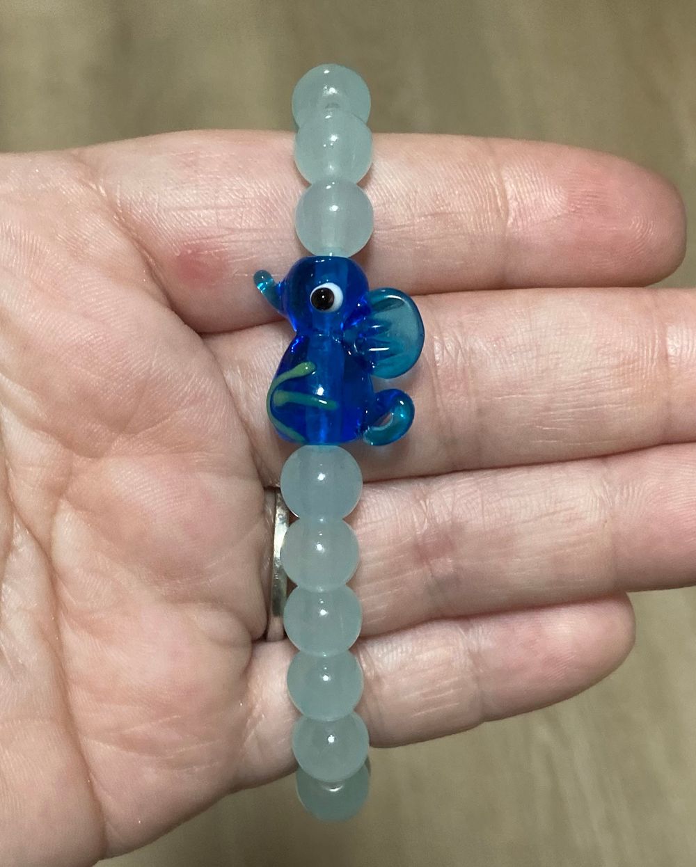 Charm bracelet - seahorse, blue, aquamarine gemstone, lampwo...