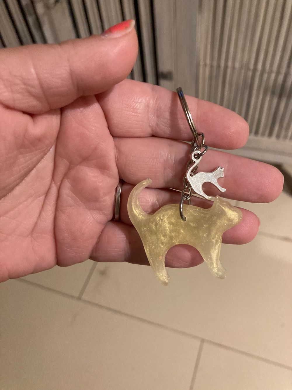 Keychain - cat, gold, charm